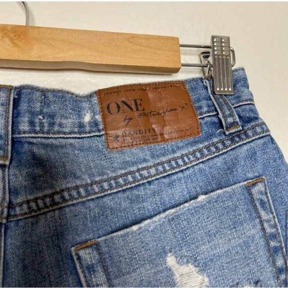 One Teaspoon Free People Bandits Shorts Cut Off Button Fly Roll Hem Denim Sz 25 - Picture 7 of 12